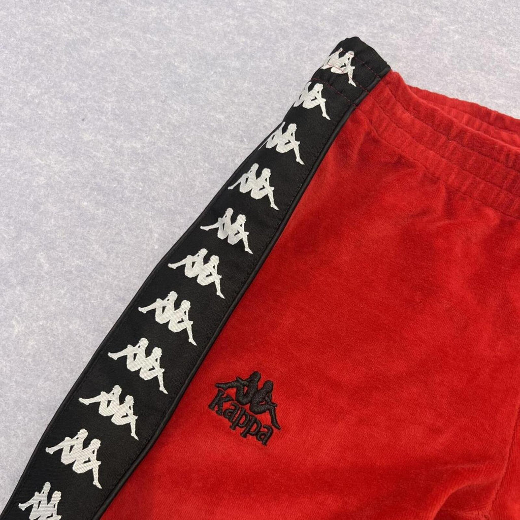 Vintage Kappa Red Velour Omini Tape Track Pants Joggers Tapered Men’s Small