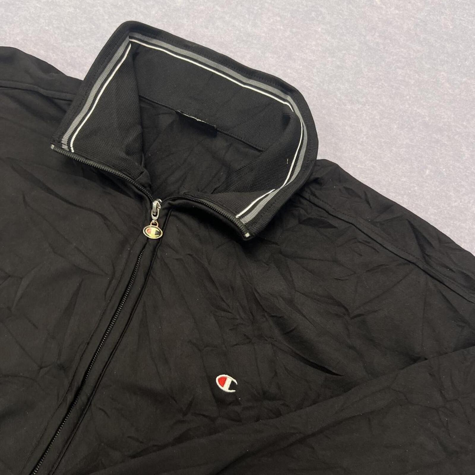 Vintage Champion USA Men's Black Windbreaker Track Jacket Y2K XL