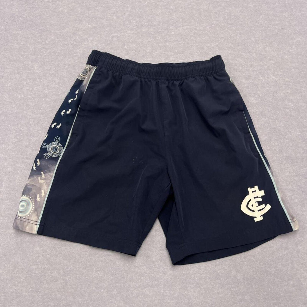 Carlton Blues FC Official AFL Indigenous Training Shorts Navy Blue Small
