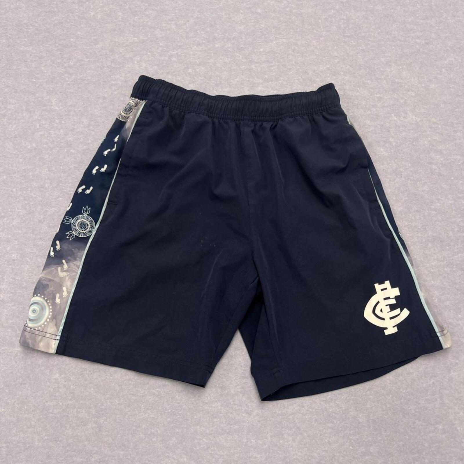 Carlton Blues FC Official AFL Indigenous Training Shorts Navy Blue Small