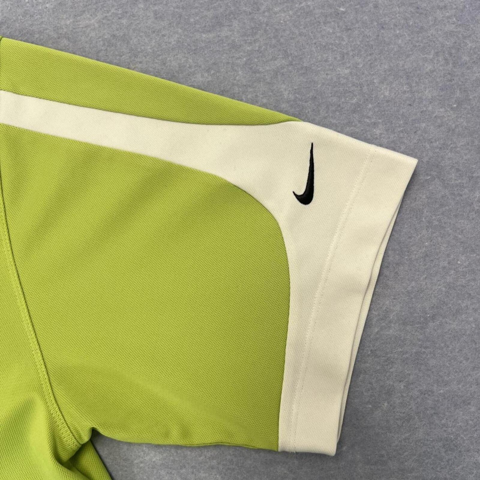 Vintage Nike Golf Fit Dry Men’s Lime Green & White Sleeve Hit Sports Polo Medium