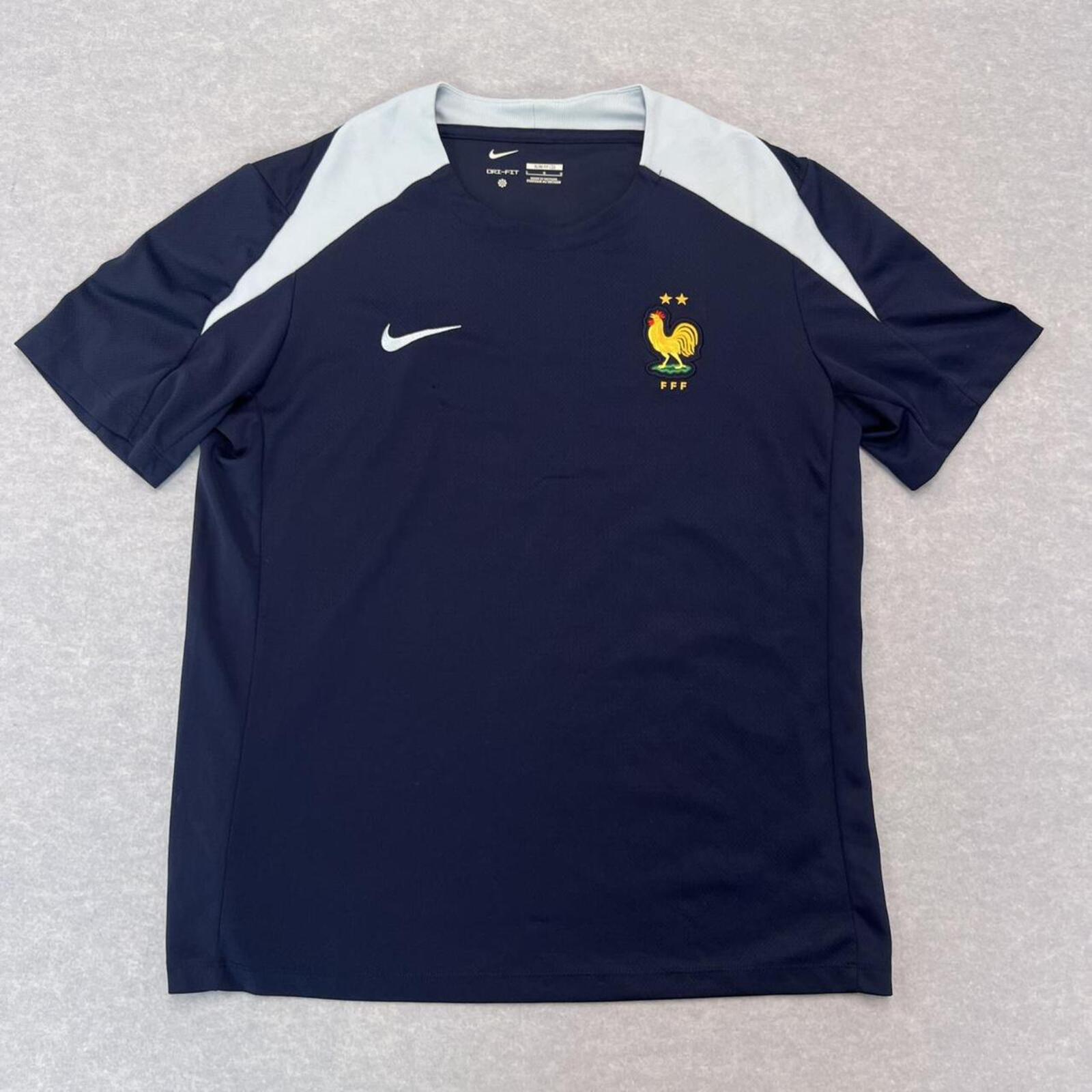 Nike France FFF National Team Strike Dri-Fit Slim Fit Training Jersey Navy Large