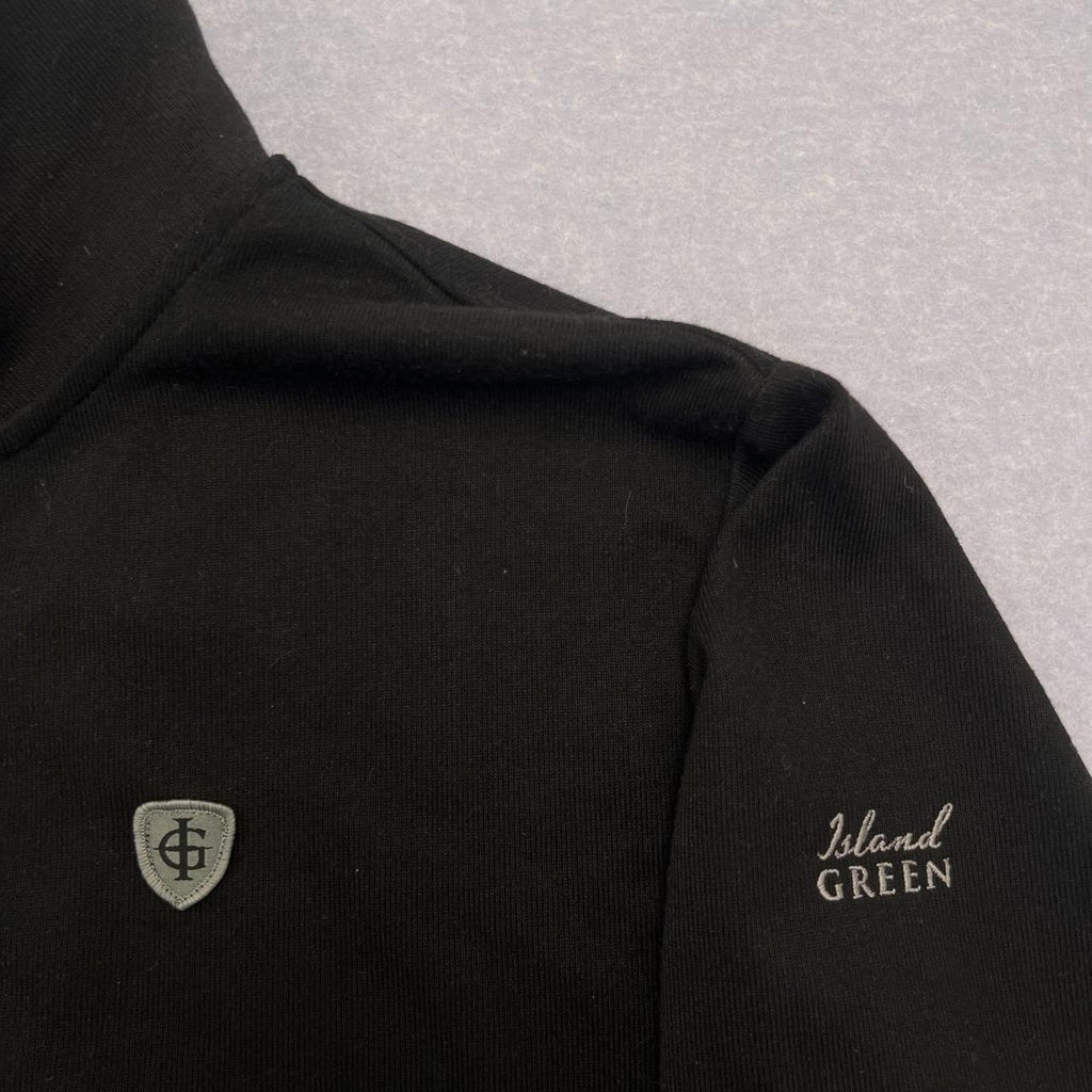 Island Green Golf Mens Black Eastwood Golf Club 1/4 Zip Mock Neck Pullover Large
