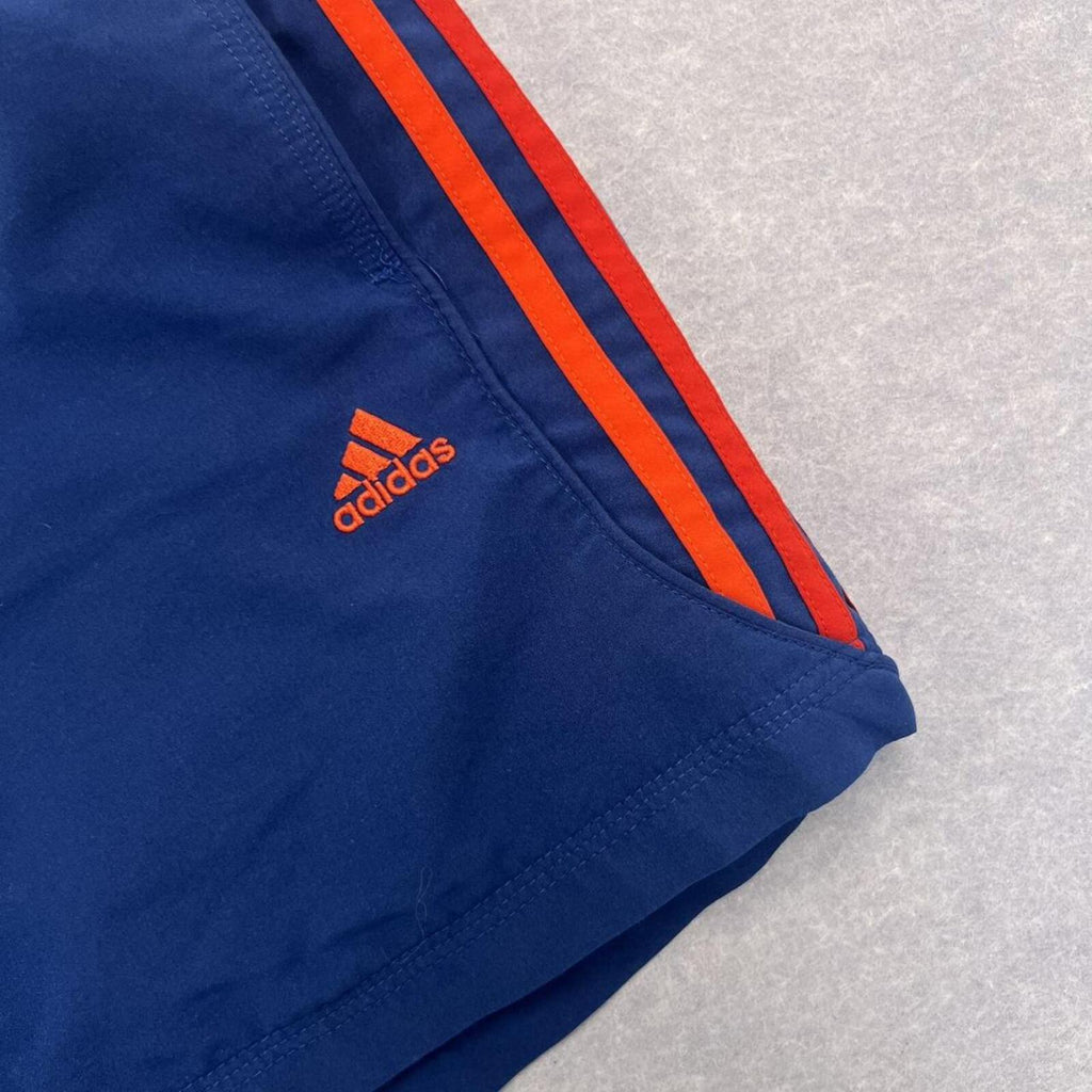Vintage Adidas Men’s Navy Blue & Red Striped Sports Training Shorts Y2K Medium