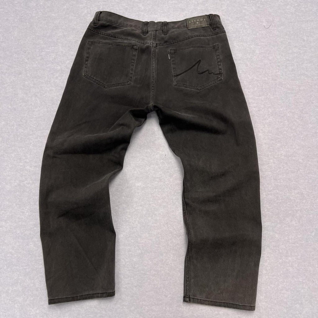Afends Baggie Wide Leg Black Denim Streetwear / Skater Baggy Jeans W34