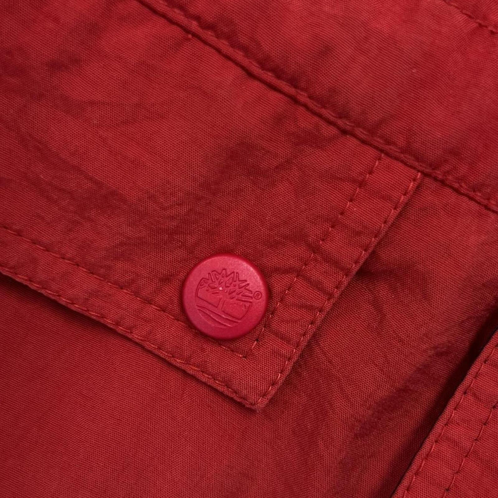 Vintage 90’s Timberland Men's Red Nylon Windbreaker Utility Jacket Medium