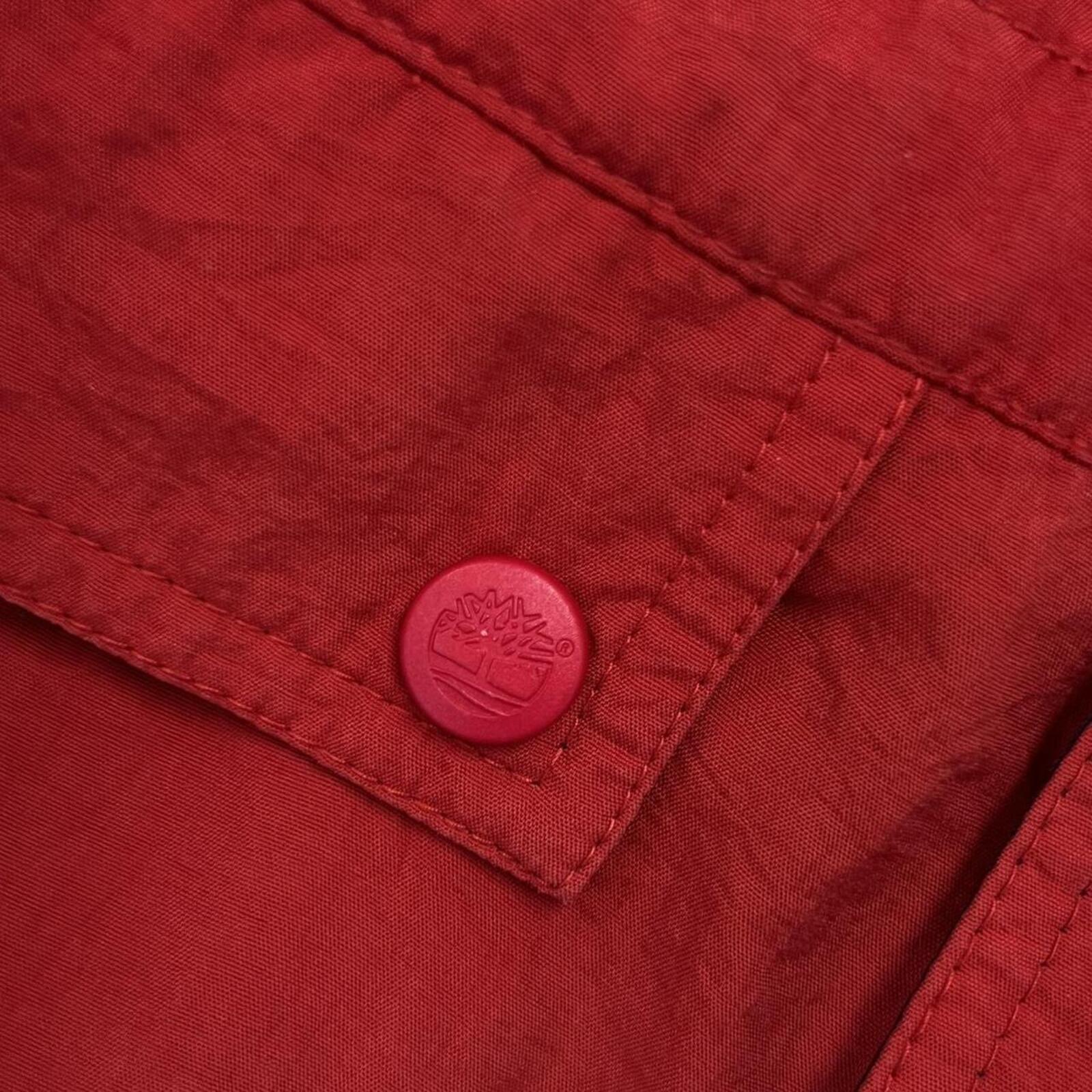 Vintage 90’s Timberland Men's Red Nylon Windbreaker Utility Jacket Medium