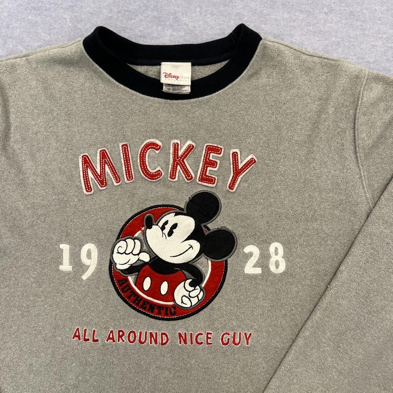 Vintage Disney Store Exclusive Mickey Mouse Embroidered Grey Fleece Jumper Oversized Medium