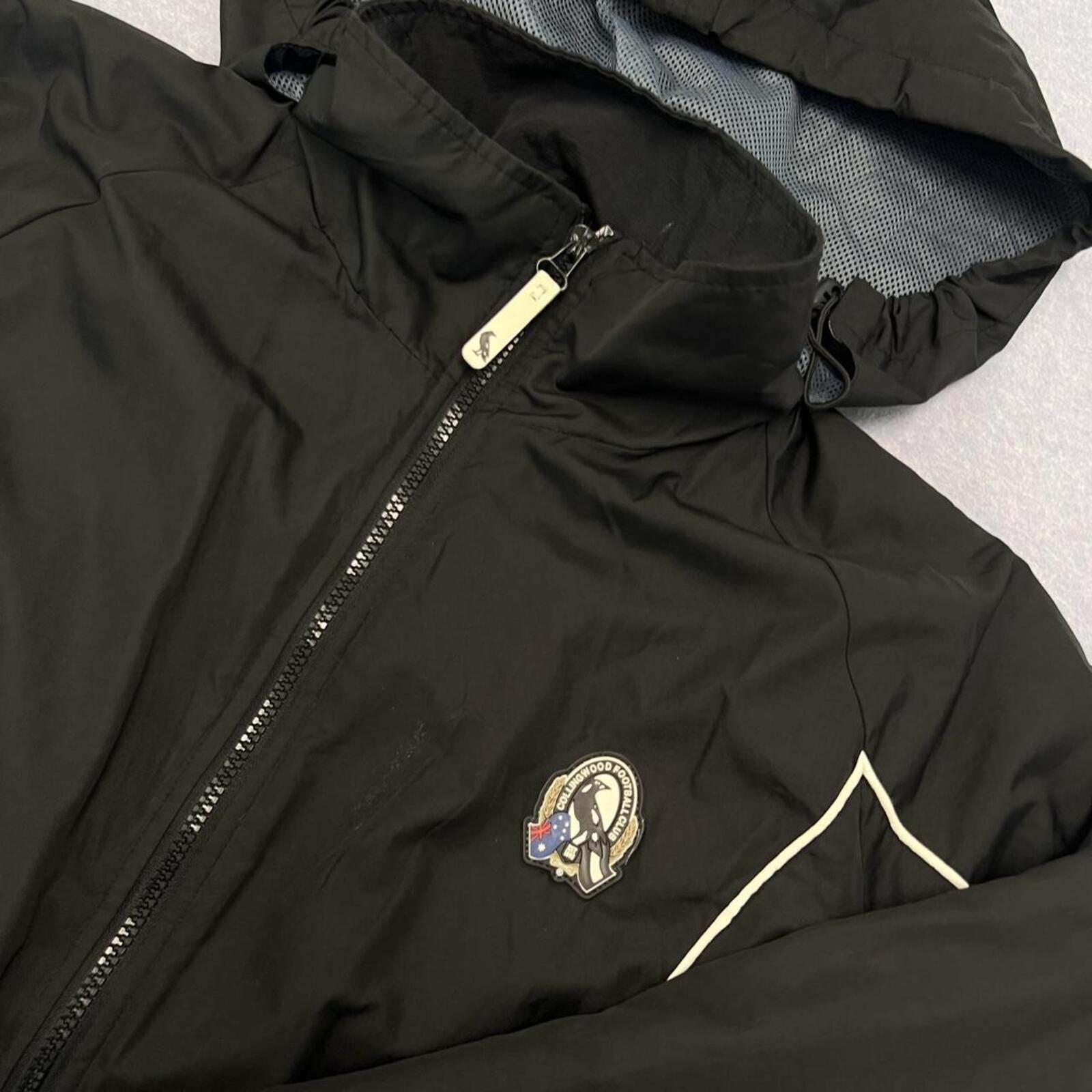 Vintage 90’s Collingwood Magpies AFL Black Hooded Puffer Jacket Oversized Small