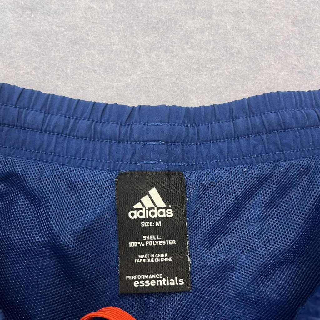 Vintage Adidas Men’s Navy Blue & Red Striped Sports Training Shorts Y2K Medium