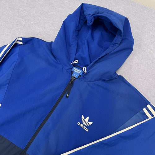 Adidas Originals Navy, Blue & White Colourblock Windbreaker Track Jacket 2XL