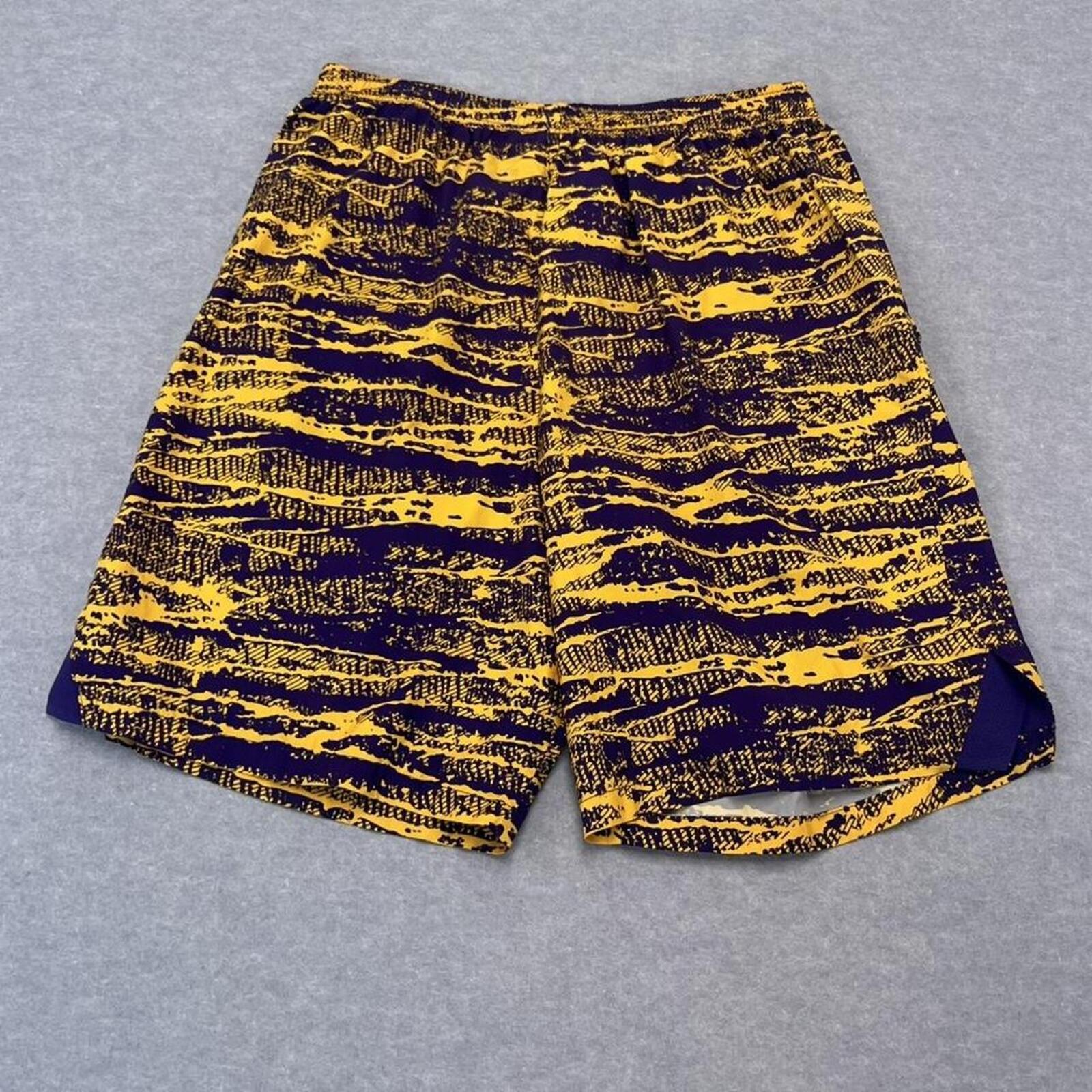 Nike LSU Tigers NCAA Yellow & Purple AOP Camouflage Sports Shorts Men’s Medium