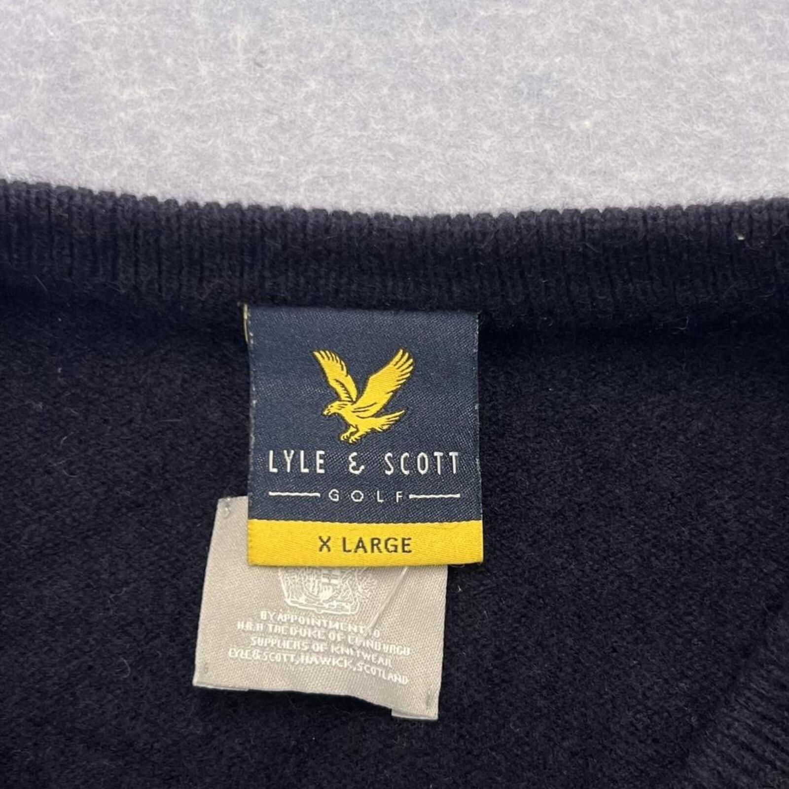 Lyle & Scott Golf Navy Blue Lambswool Knit Jumper Sweater Royal Dornoch XL