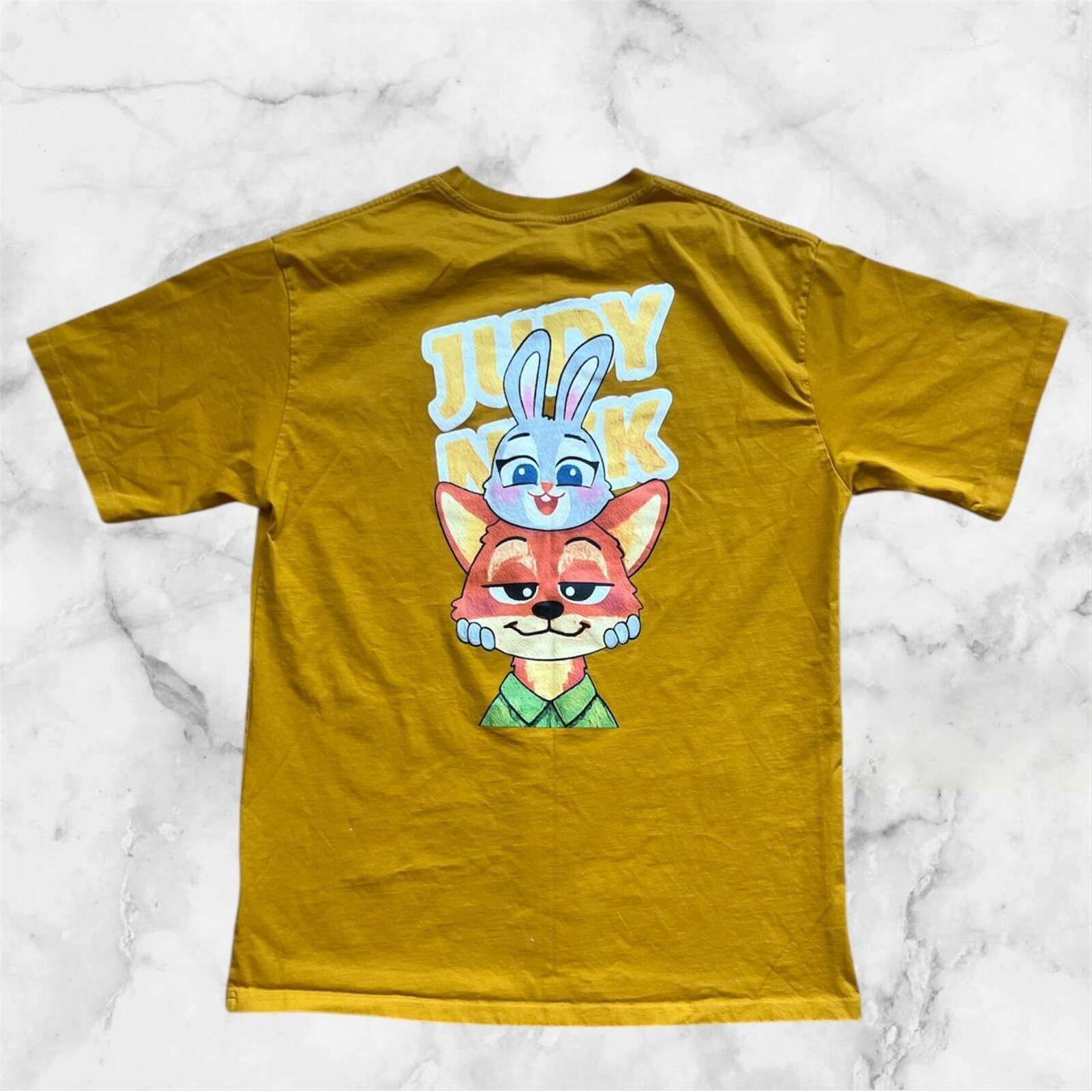 Better Joelay Disney Zootopia Yellow AOP Graphic T-Shirt of Judy & Nick - Size XL