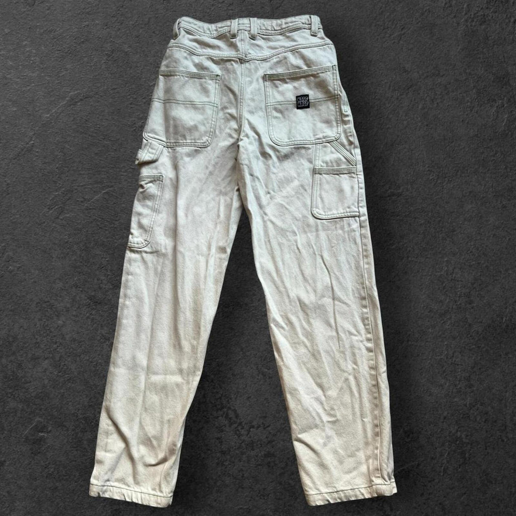 Half Half Beige Skater Streetwear Carpenter Baggy Cargo Pants Men’s 26”