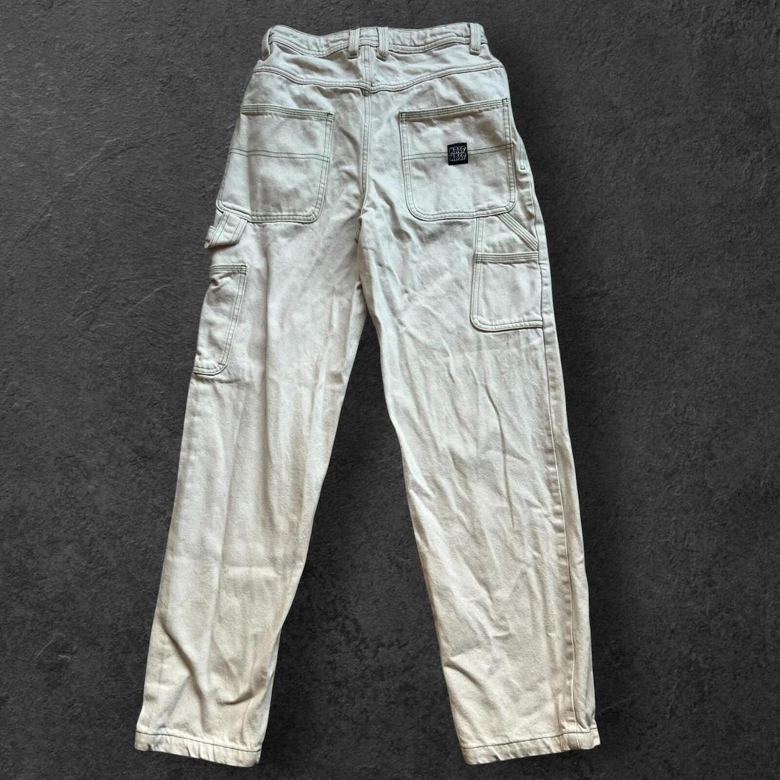Half Half Beige Skater Streetwear Carpenter Baggy Cargo Pants Men’s 26”