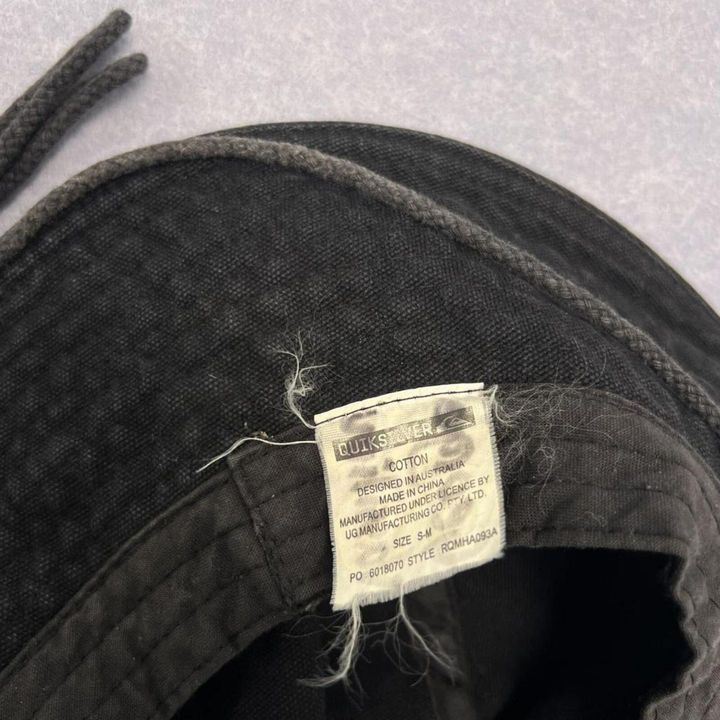 Vintage Quiksilver Surf Black Canvas Graphic Bucket Hat Surf Size S/M Y2K