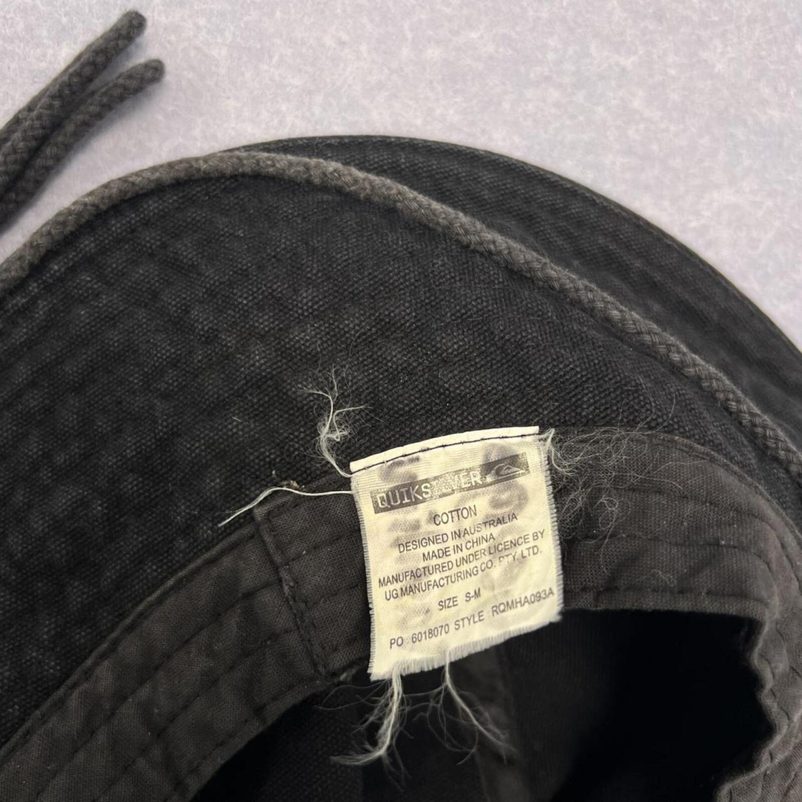 Vintage Quiksilver Surf Black Canvas Graphic Bucket Hat Surf Size S/M Y2K