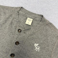 Vintage Abercrombie & Fitch Grey Button Up Grandad Preppy Moose T-Shirt Men’s XL