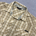 Vintage Rip Curl Brown Tan & White Plaid Checkered Y2K Button Up Shirt Men’s XL