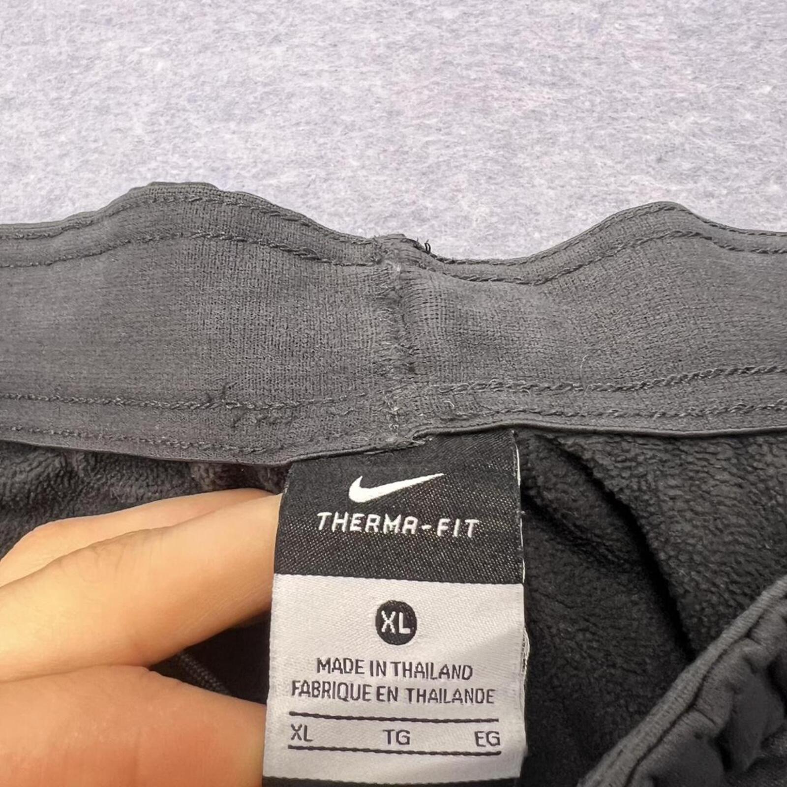 Vintage Nike Therma-Fit Men’s Dark Grey Baggy Track Pants Zip Streetwear Y2K XL