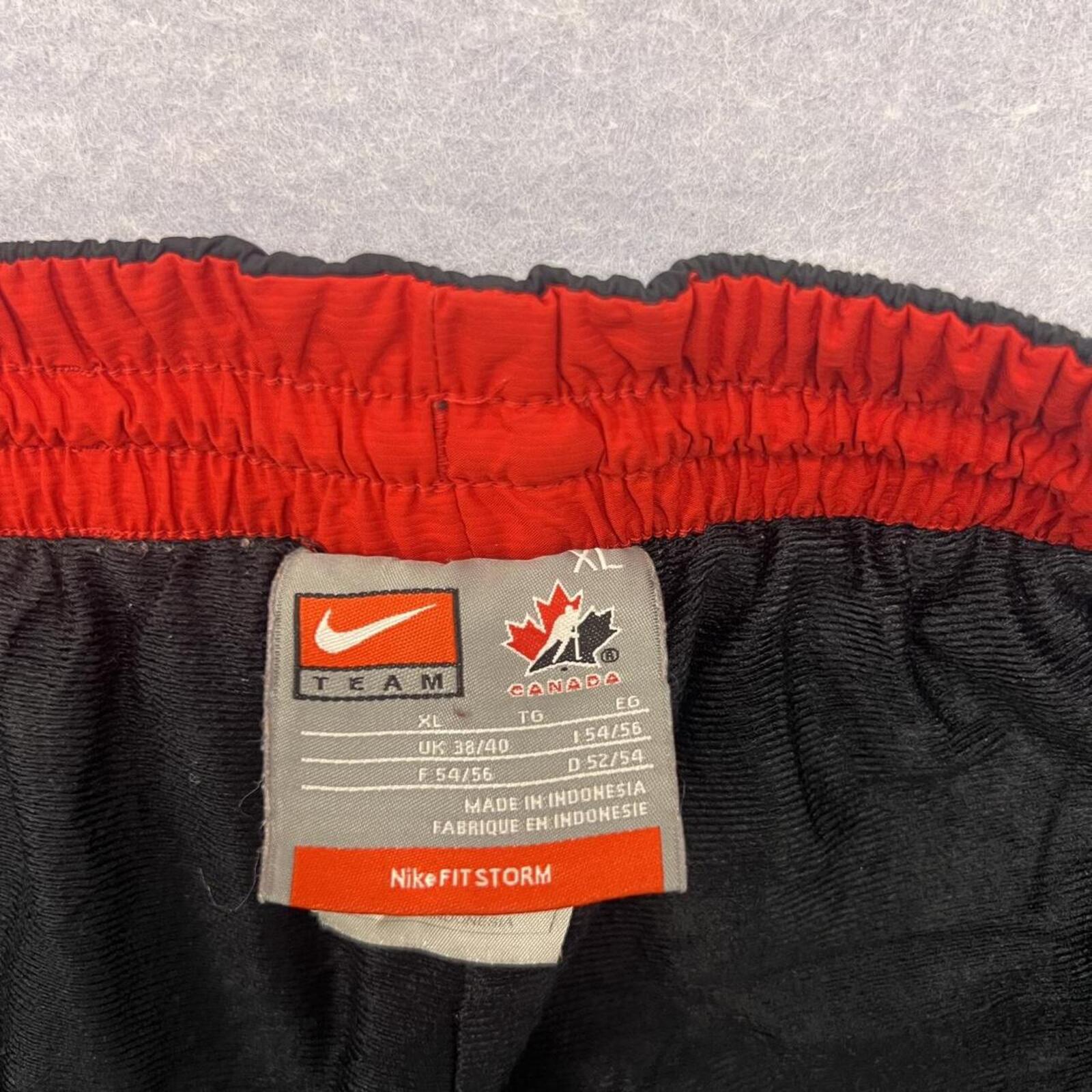 Vintage Nike Team Canada NHL Hockey FitStorm Baggy Track Pants Black & Red XL
