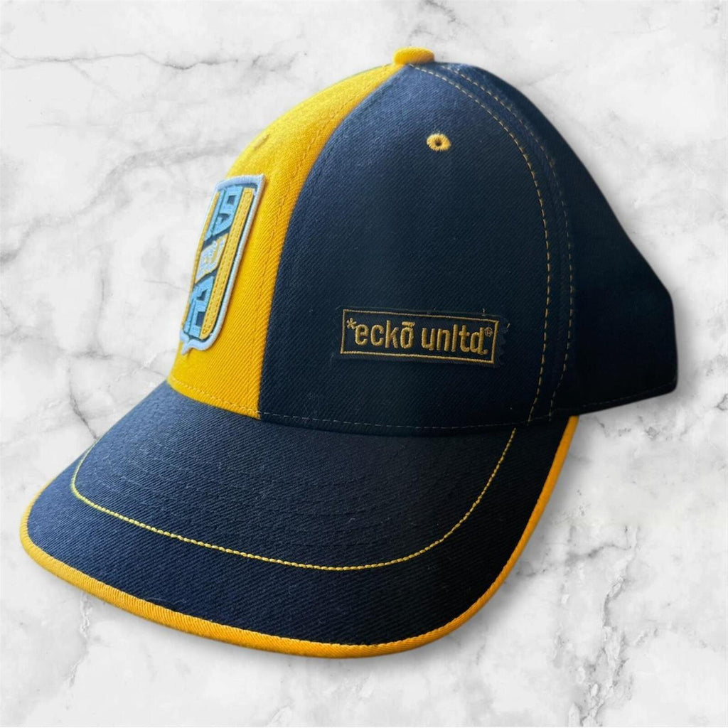 Ecko Unltd Men’s Navy & Yellow Embroidered Streetwear Skater Cap Y2K Medium