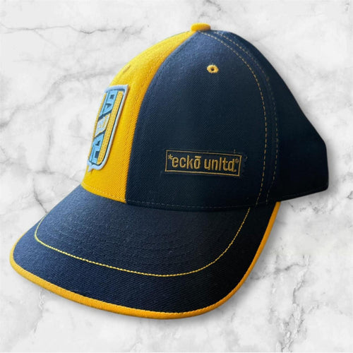Ecko Unltd Men’s Navy & Yellow Embroidered Streetwear Skater Cap Y2K Medium
