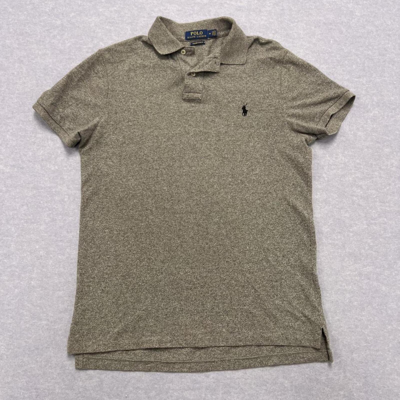 Polo Ralph Lauren Grey Marl Preppy Polo Shirt Custom Slim Fit Men's Medium
