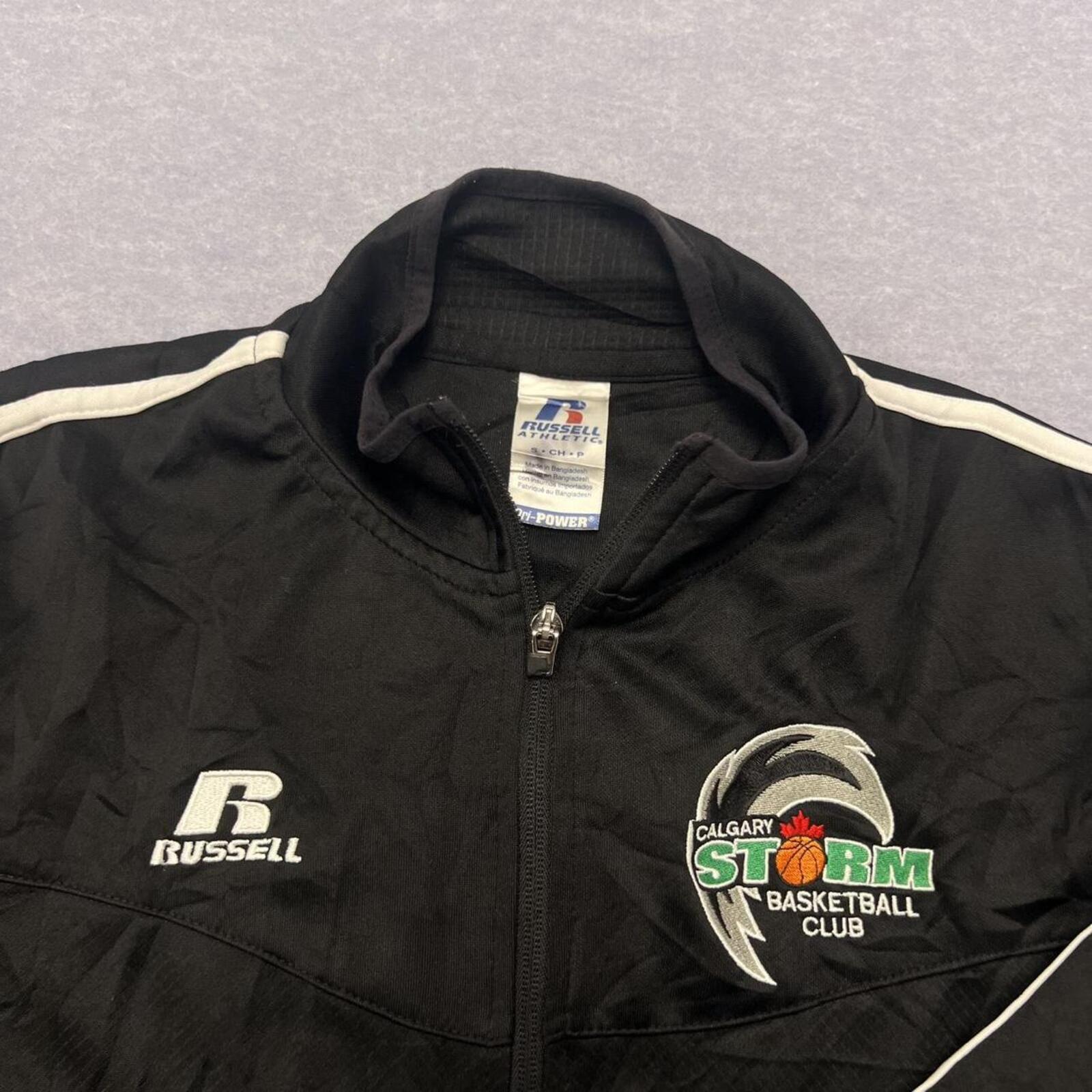 Vintage Russell Athletic Calgary Storm Basketball Club Track Jacket Black Small