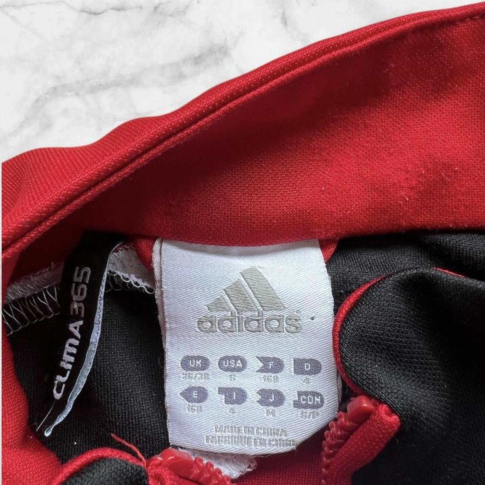 Vintage Adidas Men’s Red, White & Black Pattern Y2K Track Jacket Streetwear Men’s Small