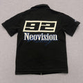 Neovision Racing Men's Black Streetwear Pit Crew Zip-Up Shirt Polo Y2K Large