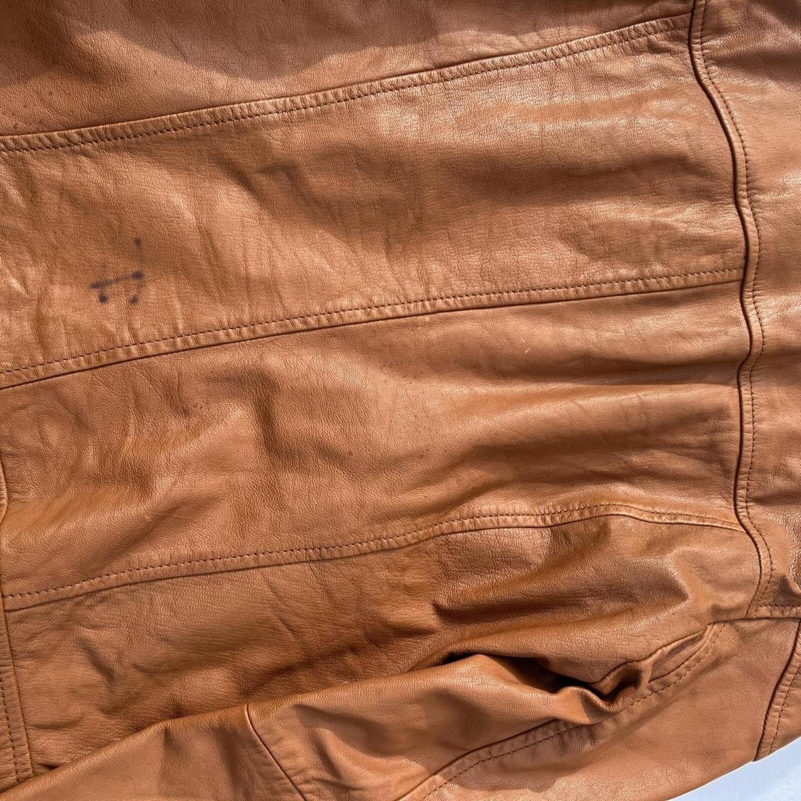 Vintage MODA International Women's Tan Brown Genuine Leather Moto Jacket Medium