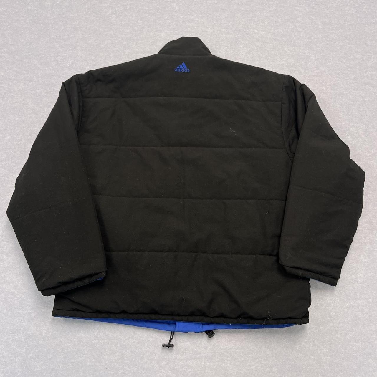 Vintage 2000 Adidas Reversible Blue & Black Puffer Jacket Streetwear Y2K Oversized Medium