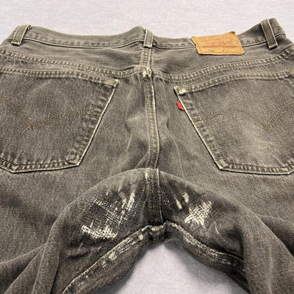 Vintage 1994 Levi’s 501 Grey Denim Jeans Made In USA Faded Distressed W38 L30