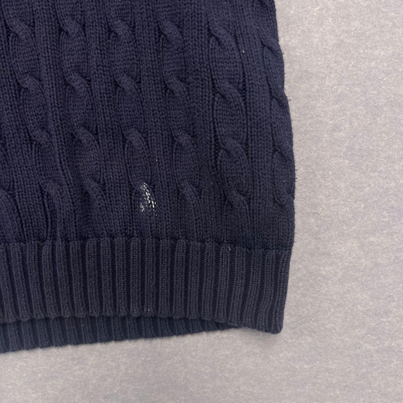 Vintage Ralph Lauren Sport Navy Cable Knit V-Neck Sweater Preppy Women's Medium