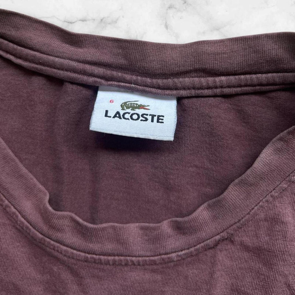 Vintage 1990’s Lacoste Men’s Brown Embroidered Pocket Logo T-Shirt Size 6 Large