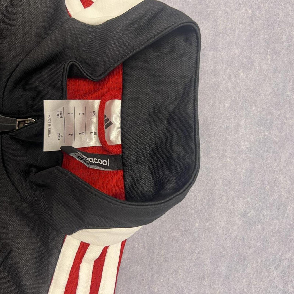 Adidas Loudoun Soccer Climacool Track Jacket Red Black & White Stripe Mens Large