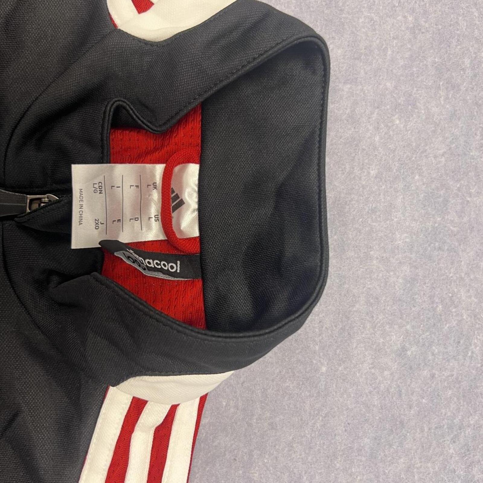 Adidas Loudoun Soccer Climacool Track Jacket Red Black & White Stripe Mens Large