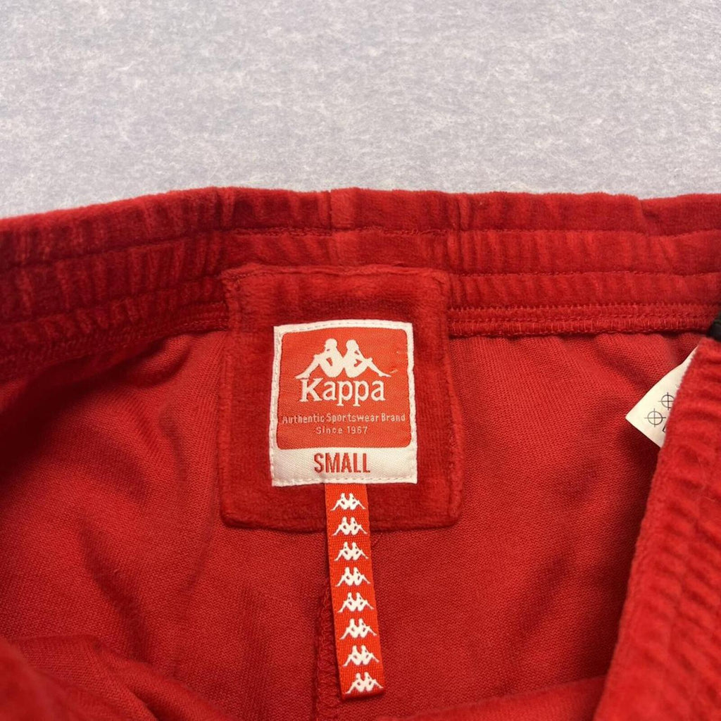 Vintage Kappa Red Velour Omini Tape Track Pants Joggers Tapered Men’s Small