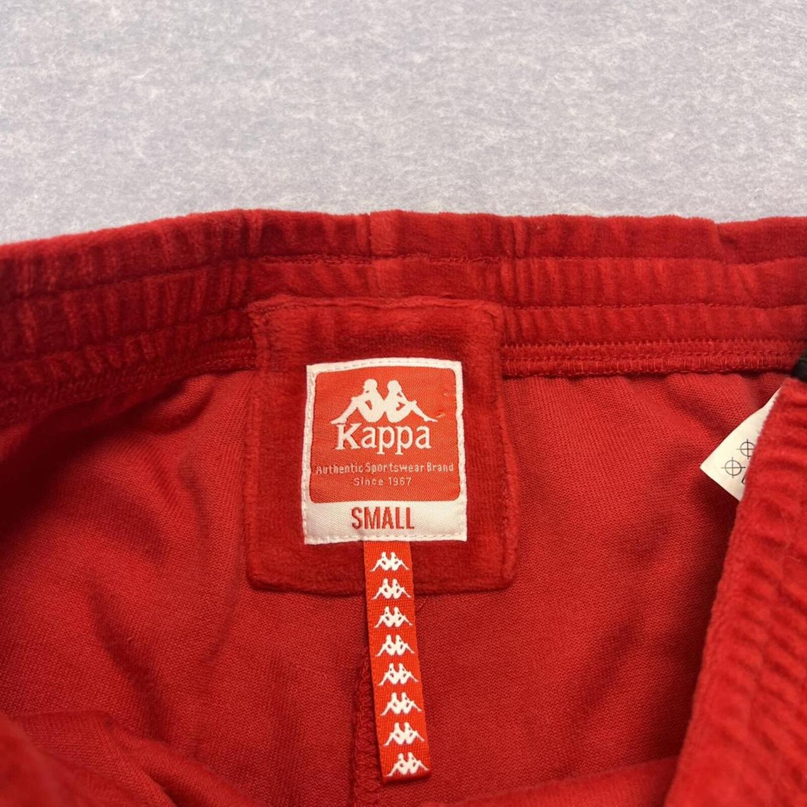 Vintage Kappa Red Velour Omini Tape Track Pants Joggers Tapered Men’s Small