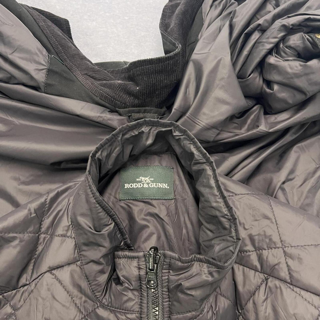 Rodd & Gunn Harper Waxed Field Jacket Black w/ Quilted Liner Men's Large