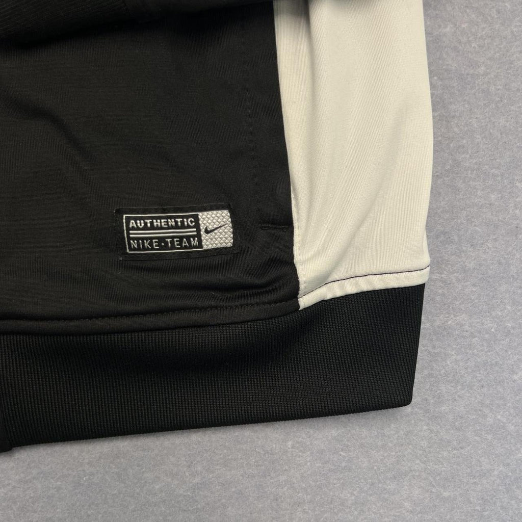 Vintage Nike Women’s Black & White Full Zip Track Jacket Y2K Dri-Fit Large