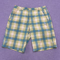 Puma Golf Sport Lifestyle Men's Plaid Check Golf Shorts W32 Green & Blue