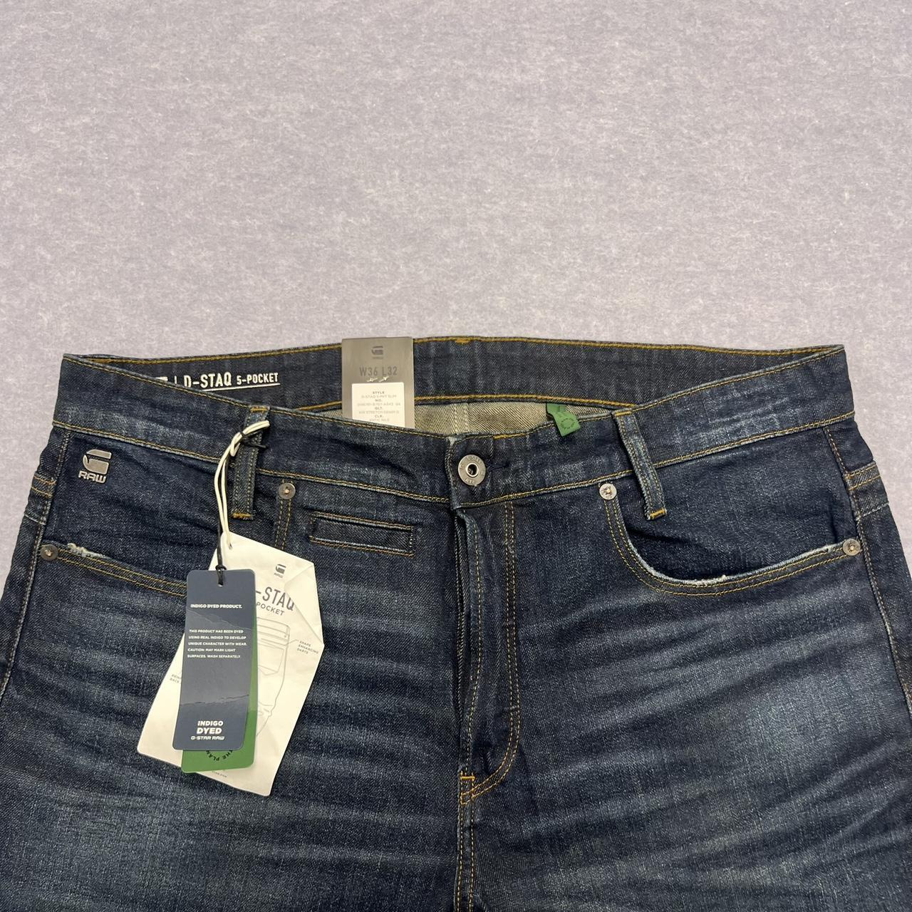 BNWT G-Star RAW D-Staq 5-Pocket Slim Stretch Jeans Indigo Wash W36 L32 RRP$220