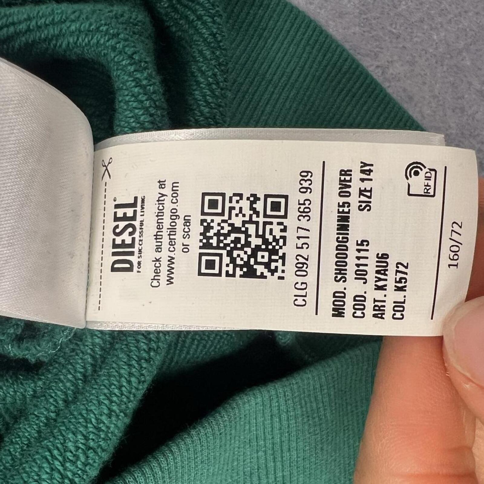 Vintage Diesel Streetwear Oversized Forrest Green SpellOut Graffiti Youth 14Y