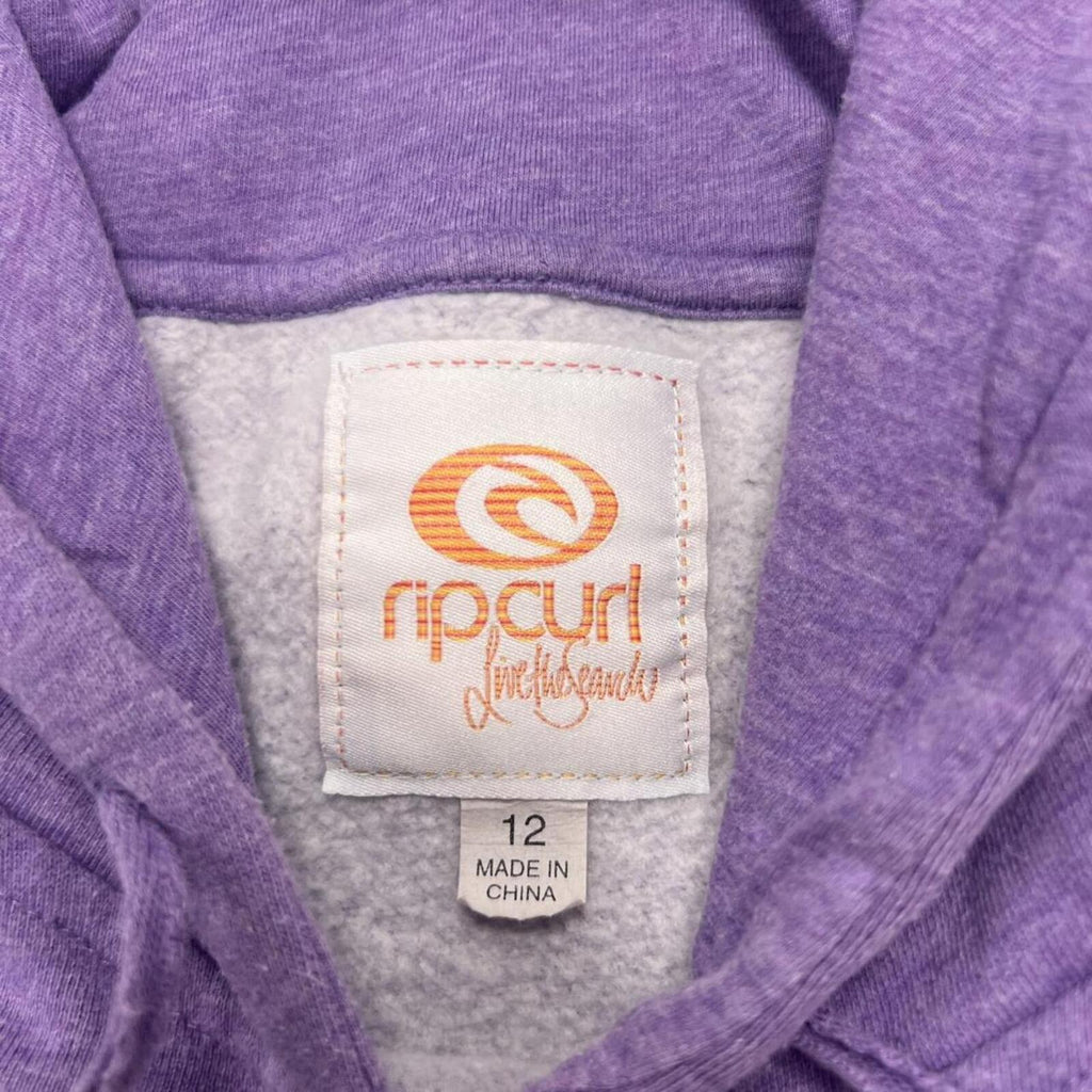 Vintage Rip Curl Australia Women's Purple Retro Script Graphic Pullover Hoodie Size 12