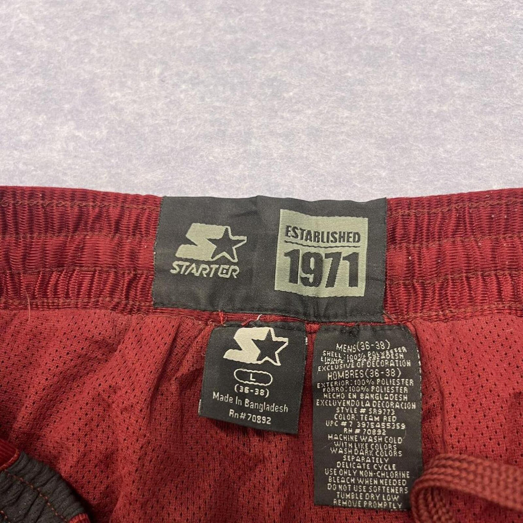 Vintage 90s Starter Men's Burgundy & Black Striped Baggy Streetwear Track Pants Y2K Oversized Large