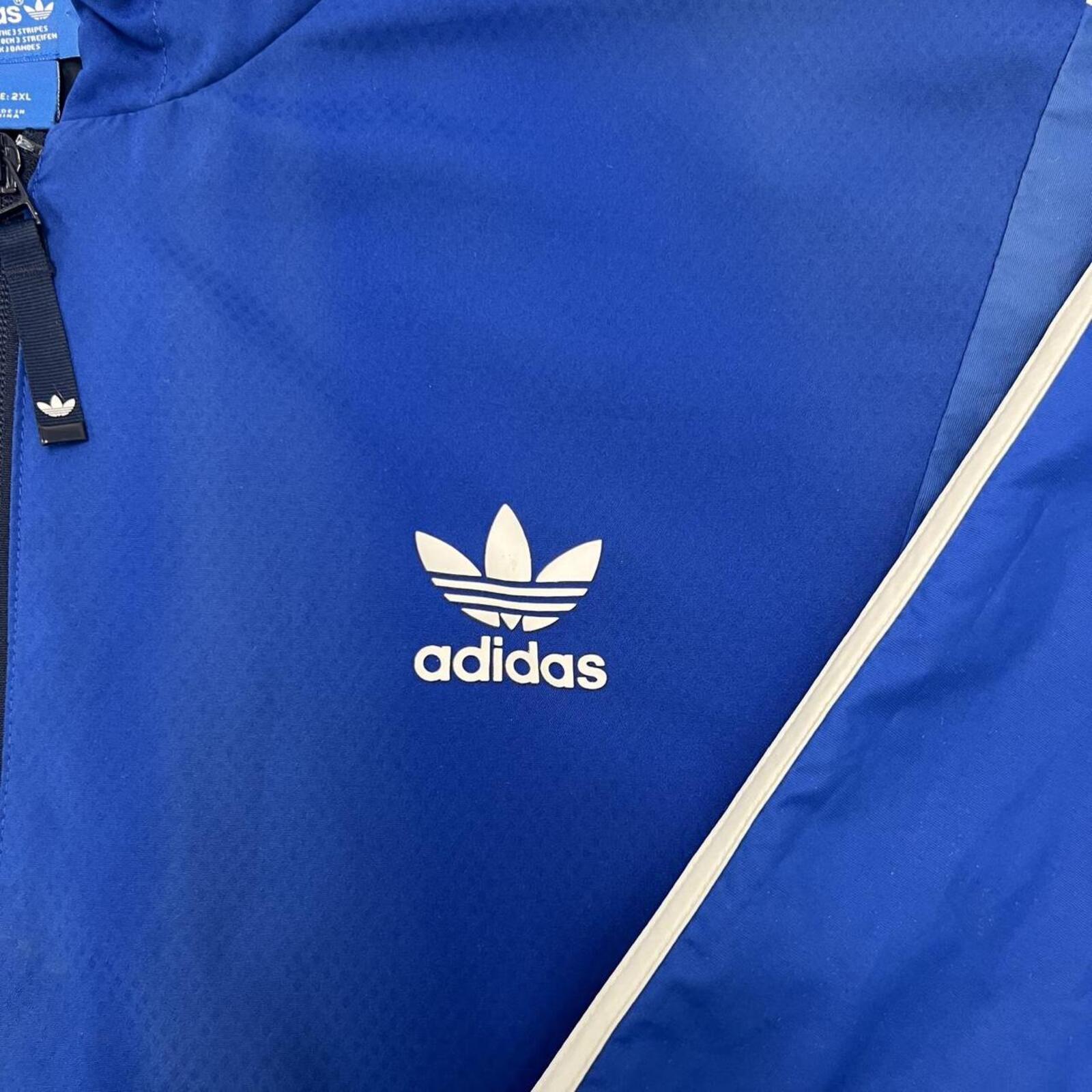 Adidas Originals Navy, Blue & White Colourblock Windbreaker Track Jacket 2XL
