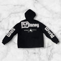 2025 Walt Disney World Mens Disney Parks Black & Grey AOP Spell Out Hoodie Large.